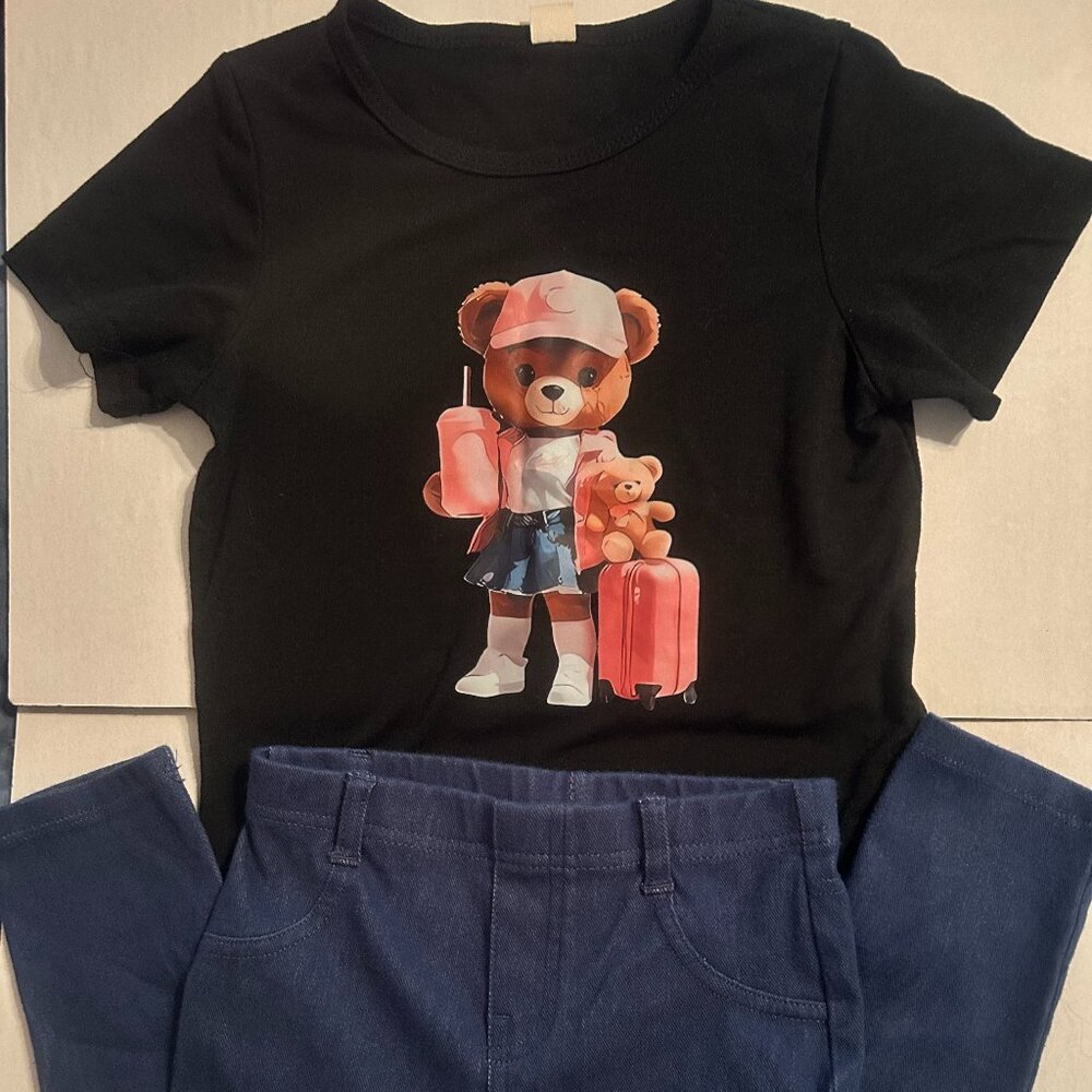 Girls Jean Leggings and T-Shirt Gently Worn Size 5T